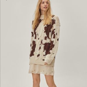 NWT Handknitted Cow Print Oversized Sweater Nasty Gal